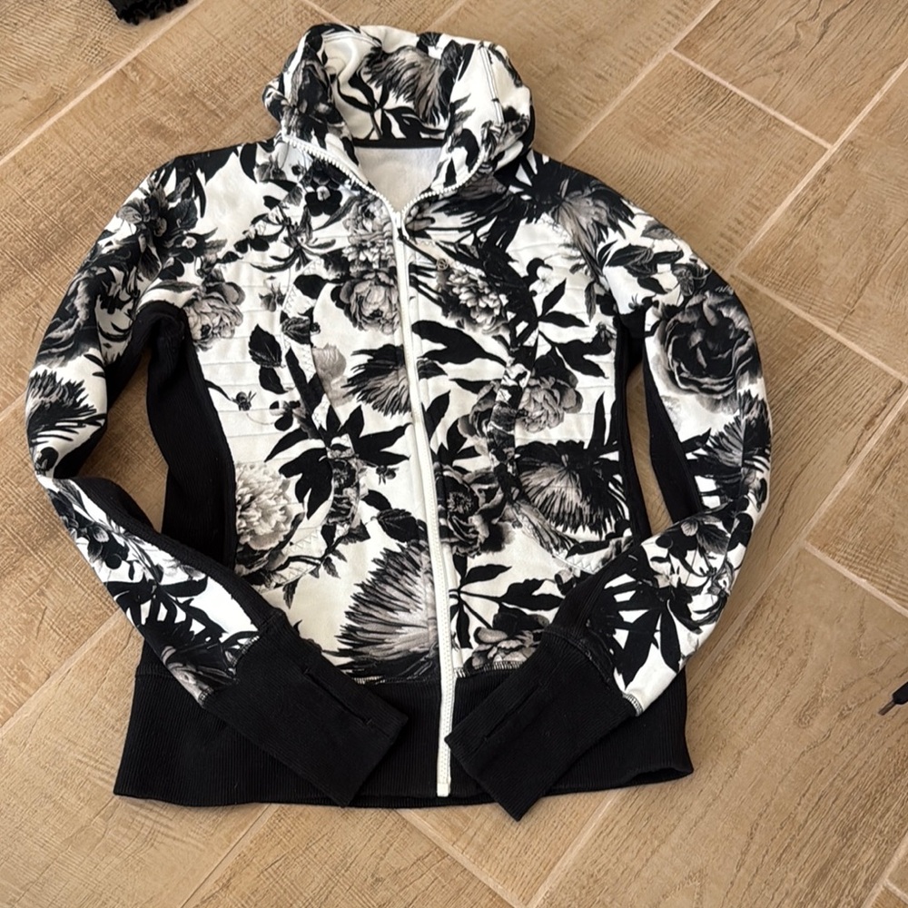 lululemon athletica Black and White Floral Bomber Jacket